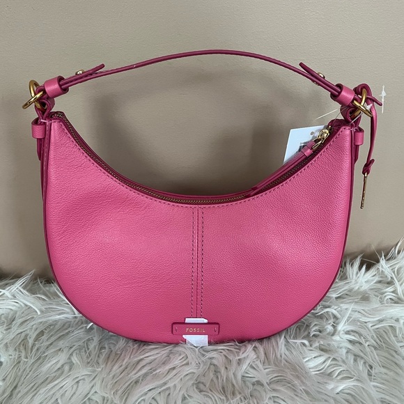 {Fossil} Shae Small Hobo with Crossbody Strap in Confetti Pink - NWT - Picture 1 of 13